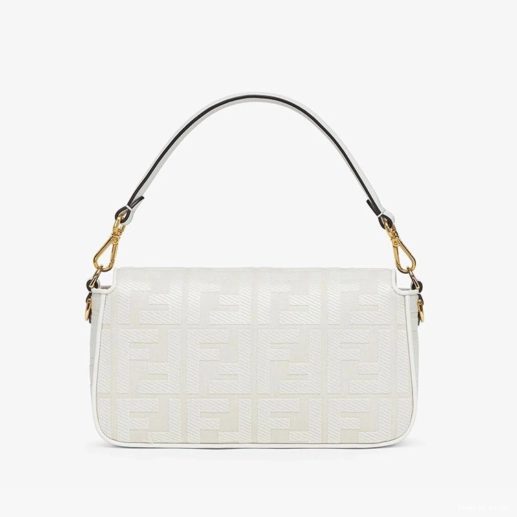 Affordable HOT Strap White Canvas Fendi In Medium FF Bag Motif with Laser Baguette Cut 0720